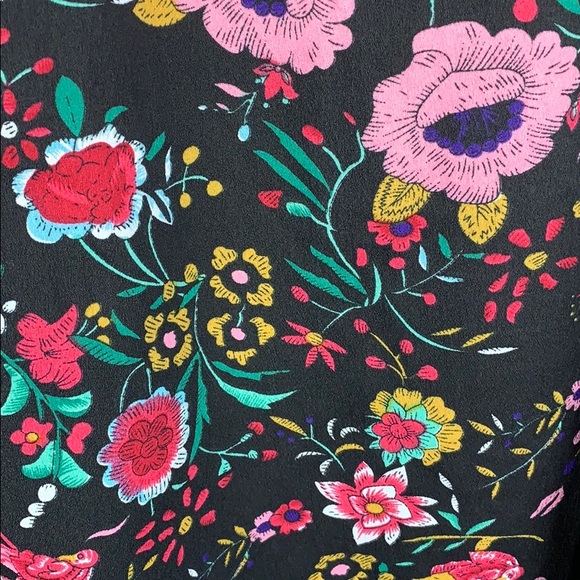 Glamorous Folk Art Black Floral Shirt Dress Small - Picture 5 of 7